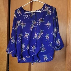 Blue floral blouse